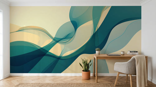 Design A0847 — Papier peint Art Abstrait Vagues et Lignes — Novomur