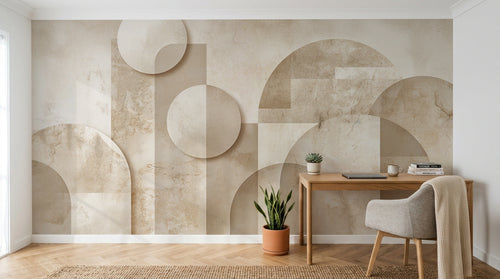 Design A0895 — Papier peint Art Abstrait Bauhaus Beige - Collection 1 — Novomur