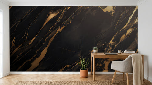 Design A0907 — Papier peint Marbre Noir et Or Luxe - Collection 1 — Novomur