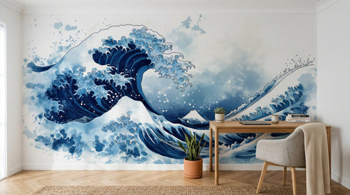 Design A0925 — Papier peint Mont Fuji et Hokusai — Novomur