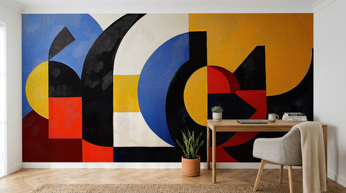 Design A0967 — Papier peint Art Abstrait Bauhaus Coloré - Collection 2 — Novomur