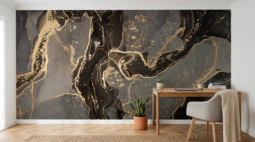 Design C0551 — Papier peint Marbre Noir et Or Luxe - Collection 2 — Novomur