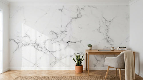 Design C0777 — Papier peint Marbre Blanc Classique - Collection 1 — Novomur