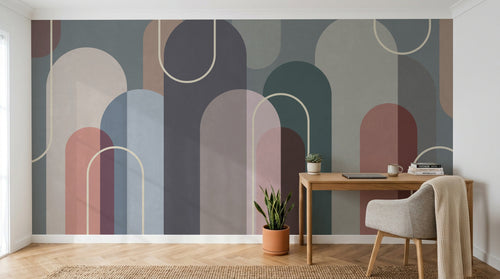 Design C0880 — Papier peint Art Abstrait Bauhaus Beige - Collection 1 — Novomur