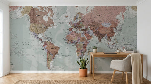 Design C0991 — Papier peint Carte du Monde — Novomur