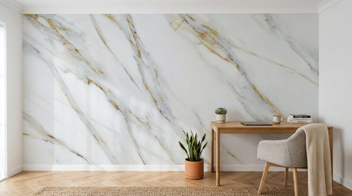 Design D0158 — Papier peint Marbre Blanc Classique - Collection 2 — Novomur