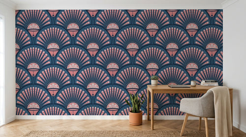 Design D0199 — Papier peint Art Déco Éventails et Or - Collection 2 — Novomur