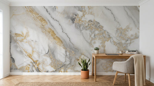 Design D0312 — Papier peint Marbre Blanc Classique - Collection 2 — Novomur