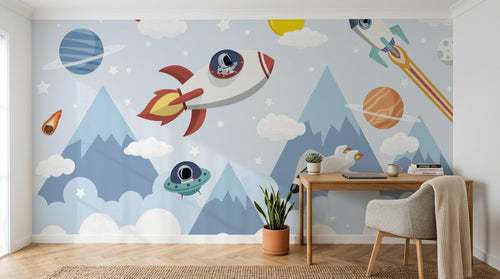 Design D0412 — Papier peint Espace Planètes Enfant — Novomur