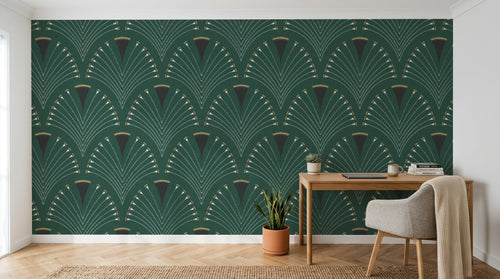 Design D0605 — Papier peint Art Déco Éventails et Or - Collection 2 — Novomur