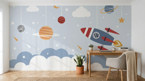 Design D0734 — Papier peint Espace Planètes Enfant — Novomur