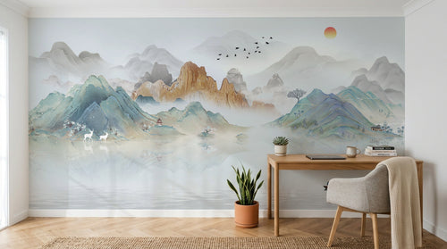 Design D0945 — Papier peint Paysage Montagne Réaliste — Novomur