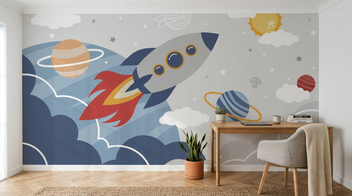 Design D0946 — Papier peint Espace Planètes Enfant — Novomur