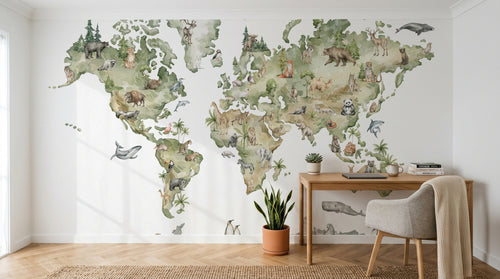 Design D0961 — Papier peint Carte du Monde — Novomur