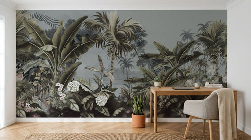 Design E0157 — Papier peint Palmier Tropical Vert - Collection 3 — Novomur