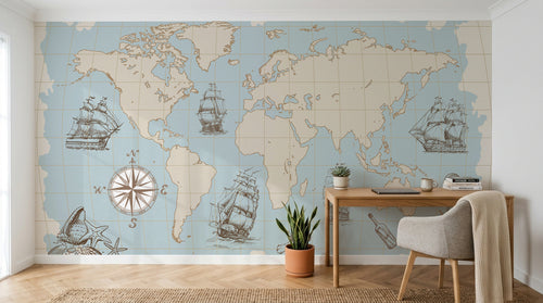 Design E0273 — Papier peint Carte du Monde Enfant — Novomur