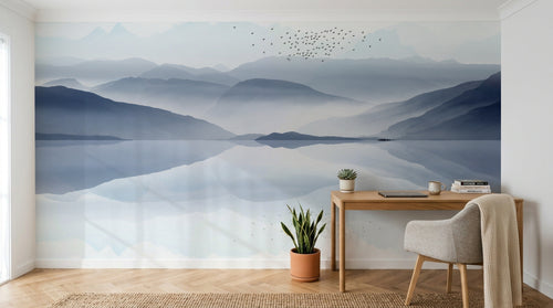 Design E0284 — Papier peint Paysage Montagne Réaliste — Novomur