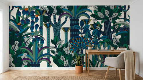 Design E0403 — Papier peint Palmier Tropical Vert - Collection 2 — Novomur
