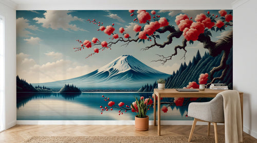 Design F0003 — Papier peint Mont Fuji et Hokusai — Novomur