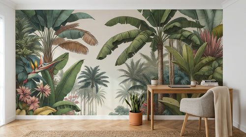 Design F0144 — Papier peint Jungle Tropicale Dense Aquarelle — Novomur