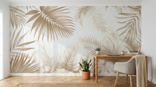 Design F0167 — Papier peint Palmier Tropical Doré Luxe - Collection 1 — Novomur