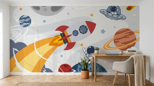 Design F0376 — Papier peint Espace Planètes Enfant — Novomur