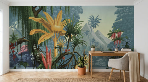 Design F0415 — Papier peint Palmier Tropical Vert - Collection 3 — Novomur