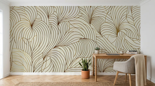 Design F0496 — Papier peint Art Abstrait Vagues et Lignes — Novomur