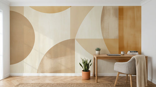 Design F0675 — Papier peint Art Abstrait Bauhaus Beige - Collection 2 — Novomur