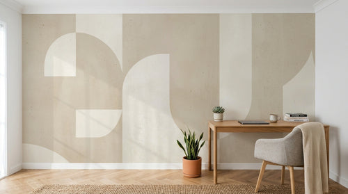 Design F0680 — Papier peint Art Abstrait Bauhaus Beige - Collection 2 — Novomur