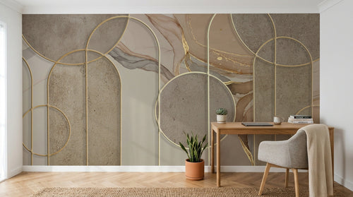 Design F0738 — Papier peint Art Abstrait Bauhaus Beige - Collection 1 — Novomur