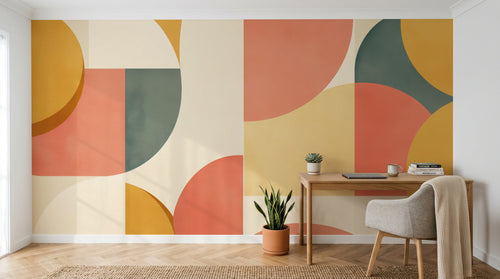 Design F0841 — Papier peint Art Abstrait Bauhaus Coloré - Collection 1 — Novomur