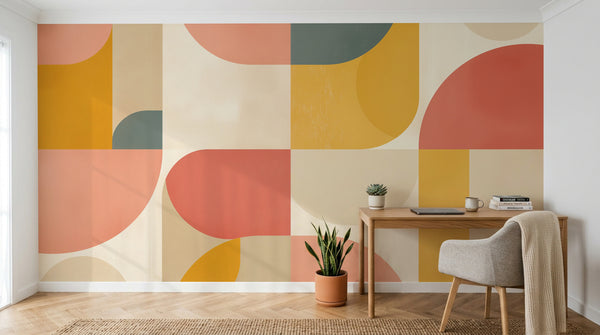 Papier peint Art Abstrait Bauhaus Coloré - Collection 1 - Sur mesure