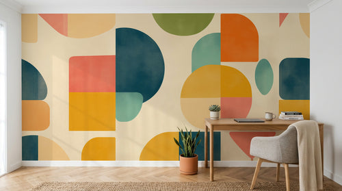 Design F0843 — Papier peint Art Abstrait Bauhaus Coloré - Collection 1 — Novomur