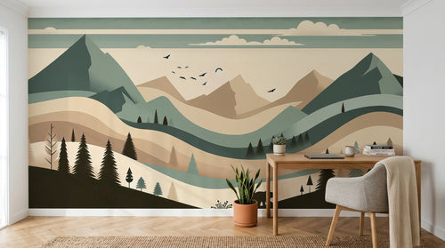 Design F0865 — Papier peint Paysage Montagne Minimaliste - Collection 2 — Novomur