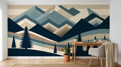 Design F0866 — Papier peint Paysage Montagne Minimaliste - Collection 2 — Novomur