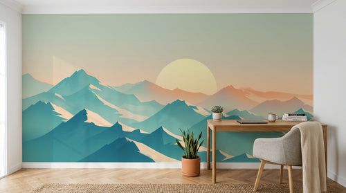 Design F0903 — Papier peint Paysage Montagne Minimaliste - Collection 1 — Novomur
