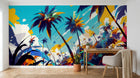 Design F0936 — Papier peint Palmier Tropical Pop Art Vif — Novomur