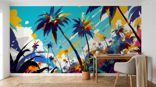 Design F0936 — Papier peint Palmier Tropical Pop Art Vif — Novomur