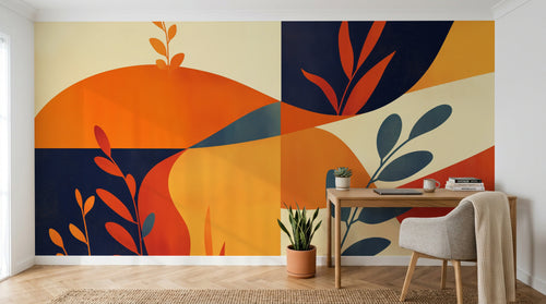 Design F0988 — Papier peint Botanique Feuilles Dorées — Novomur