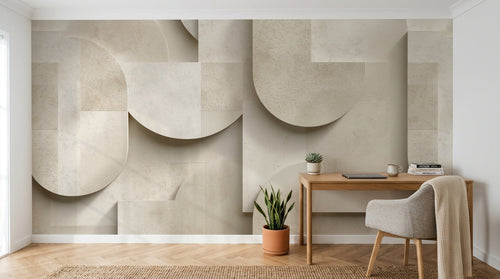 Design F1000 — Papier peint Art Abstrait Bauhaus Beige - Collection 1 — Novomur
