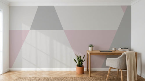 Design L0327 — Papier peint Triangles roses gris pastel scandinave — Novomur
