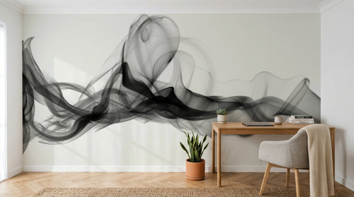 Design L0370 — Papier peint Fumee noire tourbillonnante abstrait — Novomur