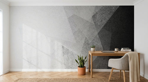 Design L0378 — Papier peint Triangles abstraits gris noir grunge — Novomur