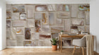 Design L0724 — Papier peint Mosaique nacre rose et beige — Novomur