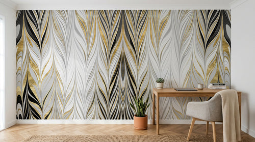 Design SD0157 — Papier peint Marbre Noir et Or Luxe - Collection 2 — Novomur