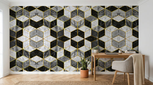 Design SD0409 — Papier peint Marbre Noir et Or Luxe - Collection 1 — Novomur