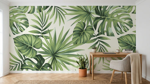 Design SD0468 — Papier peint Palmier Tropical Vert - Collection 4 — Novomur