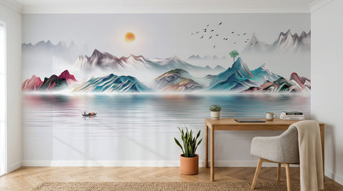 Design SD0787 — Papier peint Paysage Montagne Réaliste — Novomur