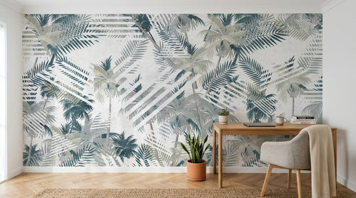Design SK0101 — Papier peint Palmier Tropical Vert - Collection 4 — Novomur